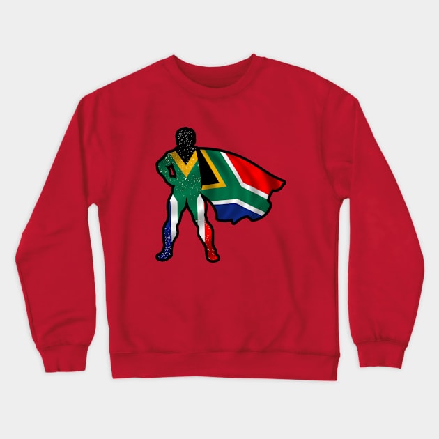 African Hero Wearing Cape of Africa Flag Hope and Peace Unite in Africa Crewneck Sweatshirt by Mochabonk